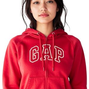 GAP Women's Vibrant Red Zip-Up Hoodie